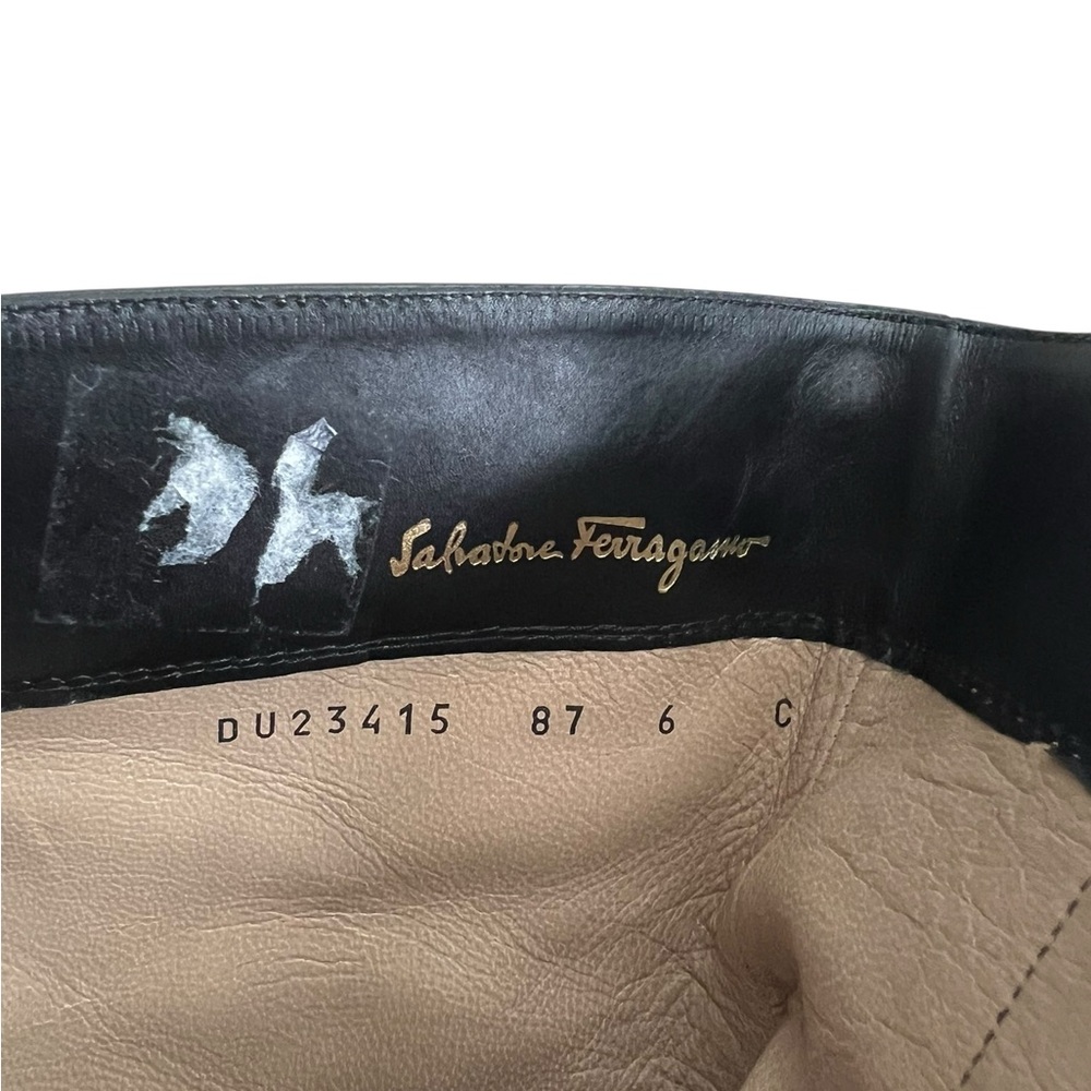 Salvatore Ferragamo Gancini Leather Mid-Calf Boots Black Size 6C | Designer - Picture 8 of 11